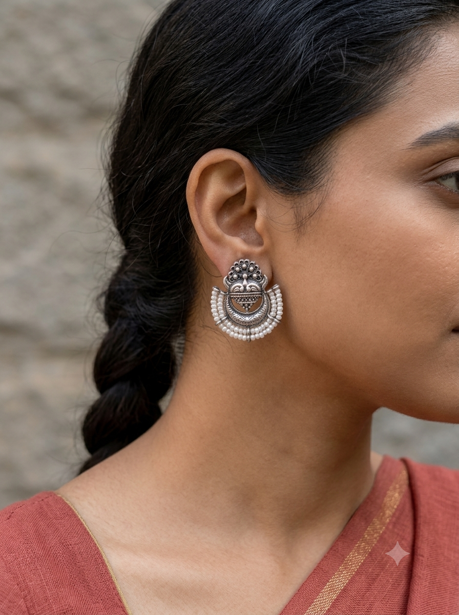 Moti Drape Silver Studs