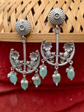 Aqua-blue mayur chandbali