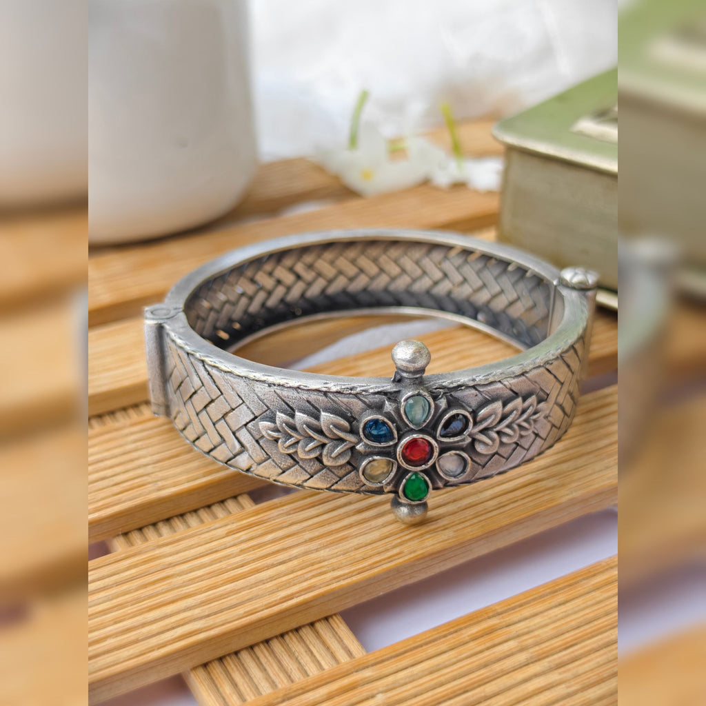 Pallavi Brass Silver Plated Kada Bangle