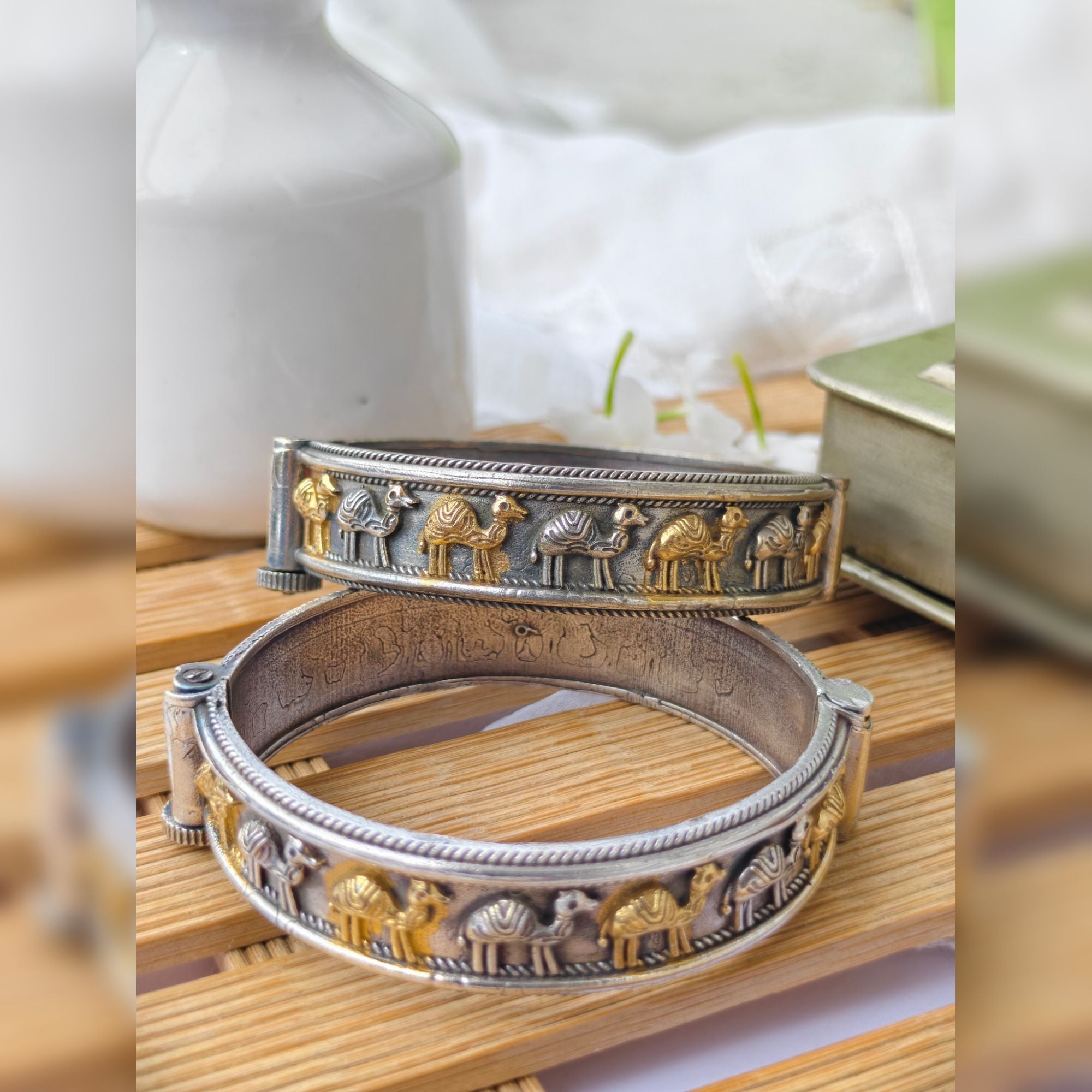 Camel Dual Tone Brass Bangle Kada