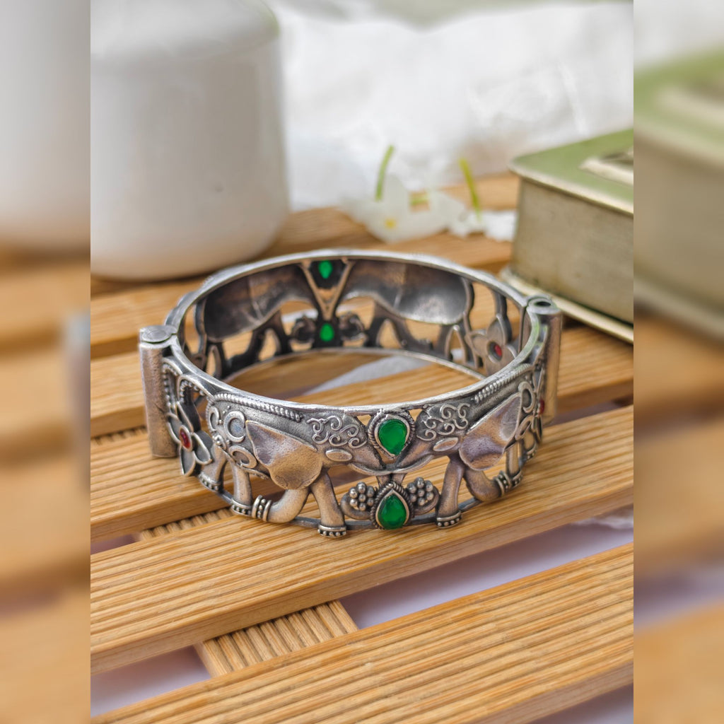 Gaj Brass Silver Plated Kada Bangle