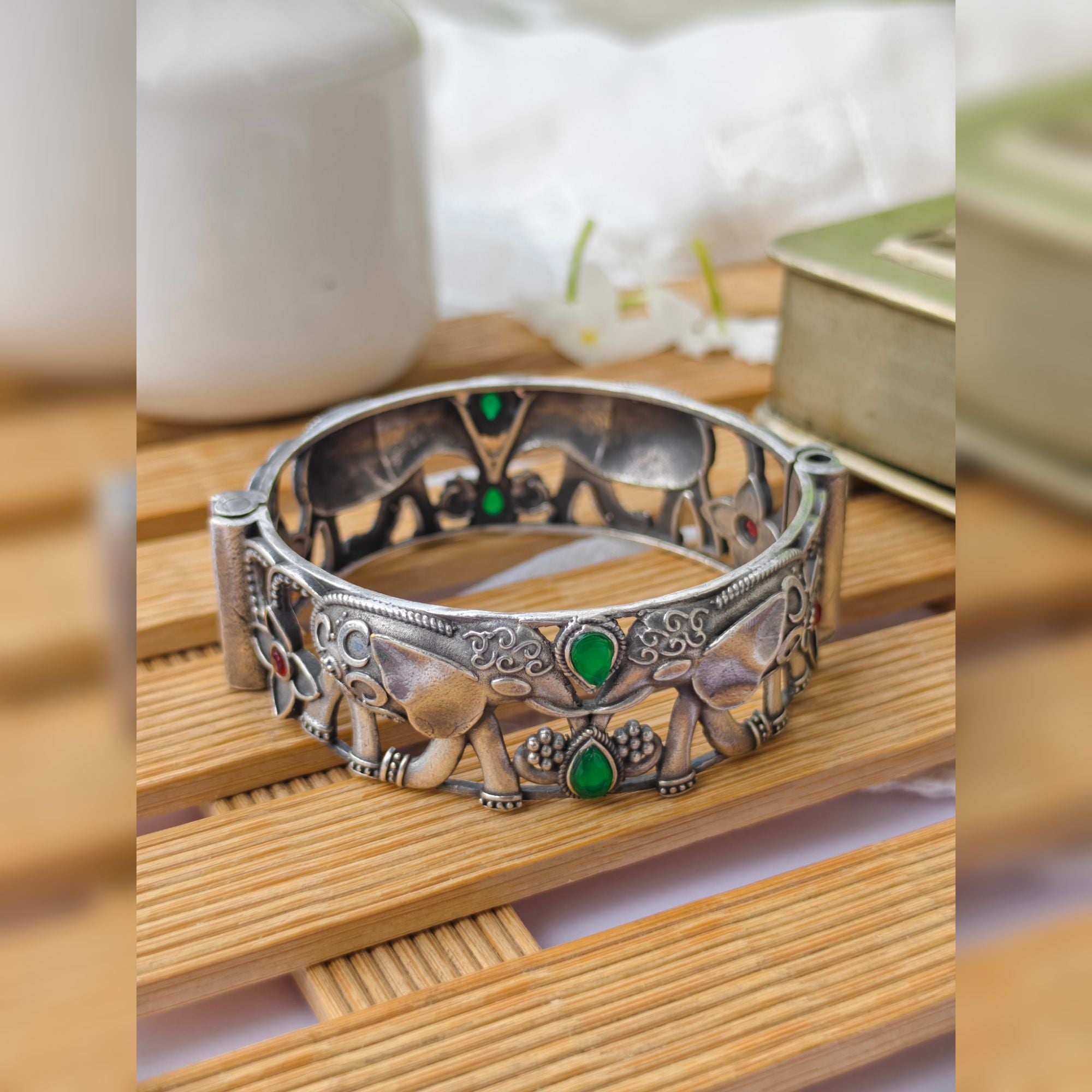 Gaj Brass Silver Plated Kada Bangle