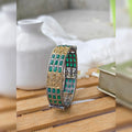 Aarna - Dual Tone Plating Green Stone Brass Bangle Kada