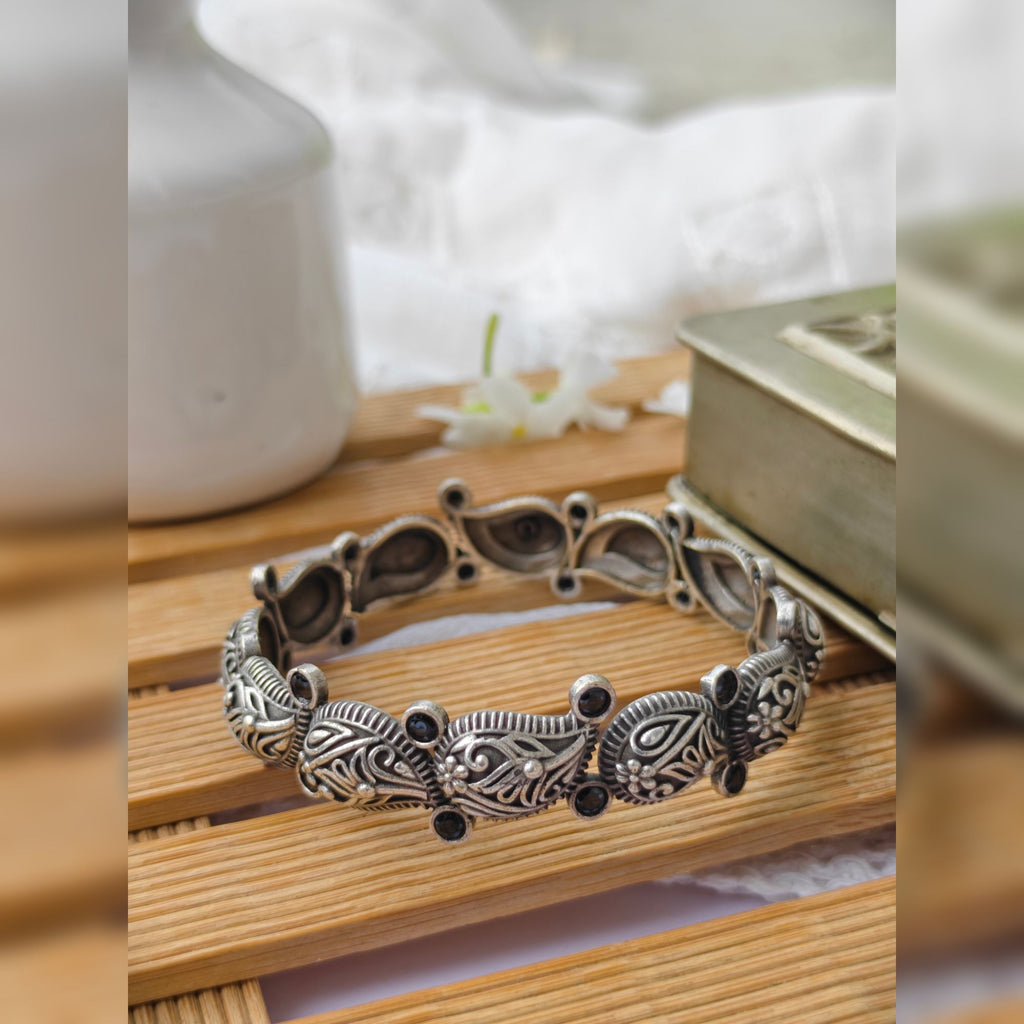 Vyomi Brass Silver Plated Kada Bangle