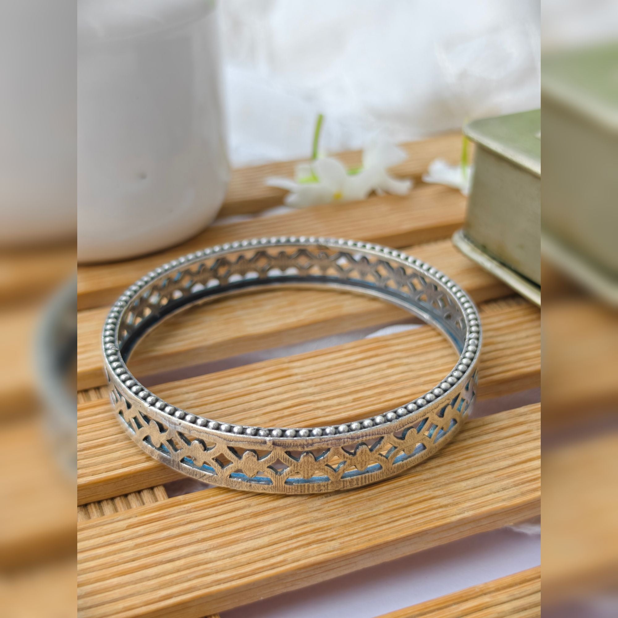 Reet Silver Plated Light Weight Brass Bangle Kada
