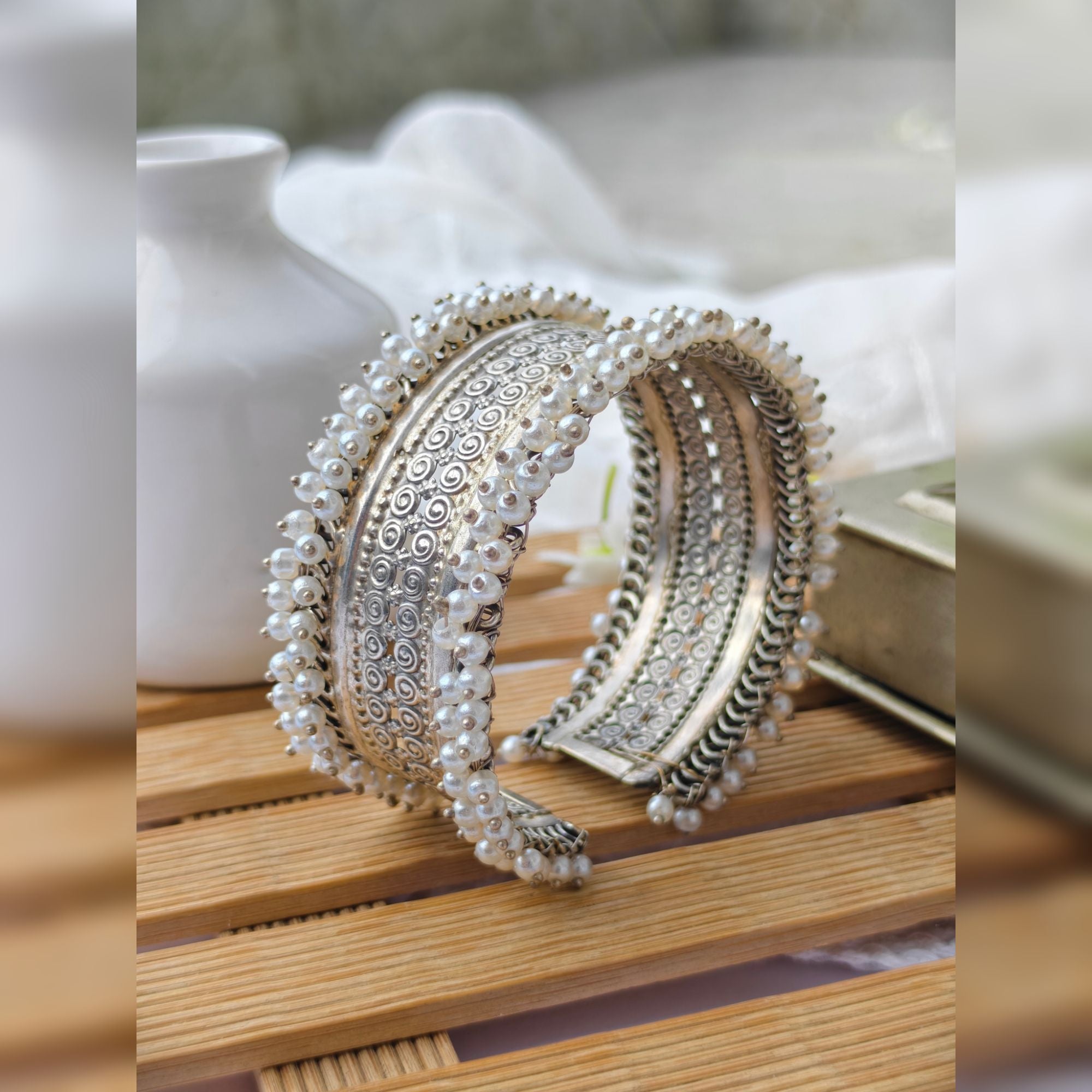 White Silver Plated Light Weight Brass Bangle Kada