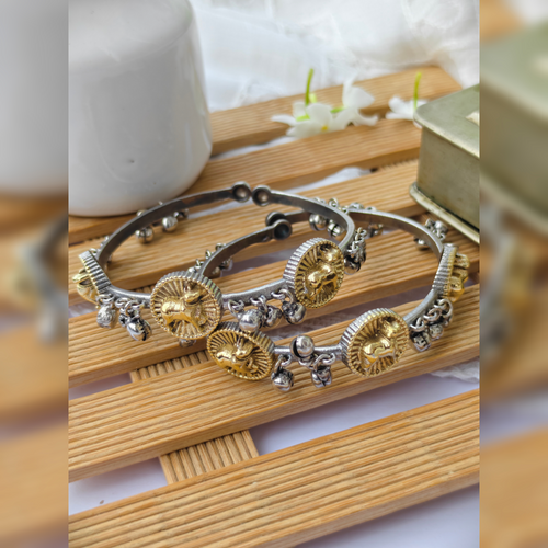Aarika Dual Tone Cow Ghungroo Bangle Kada