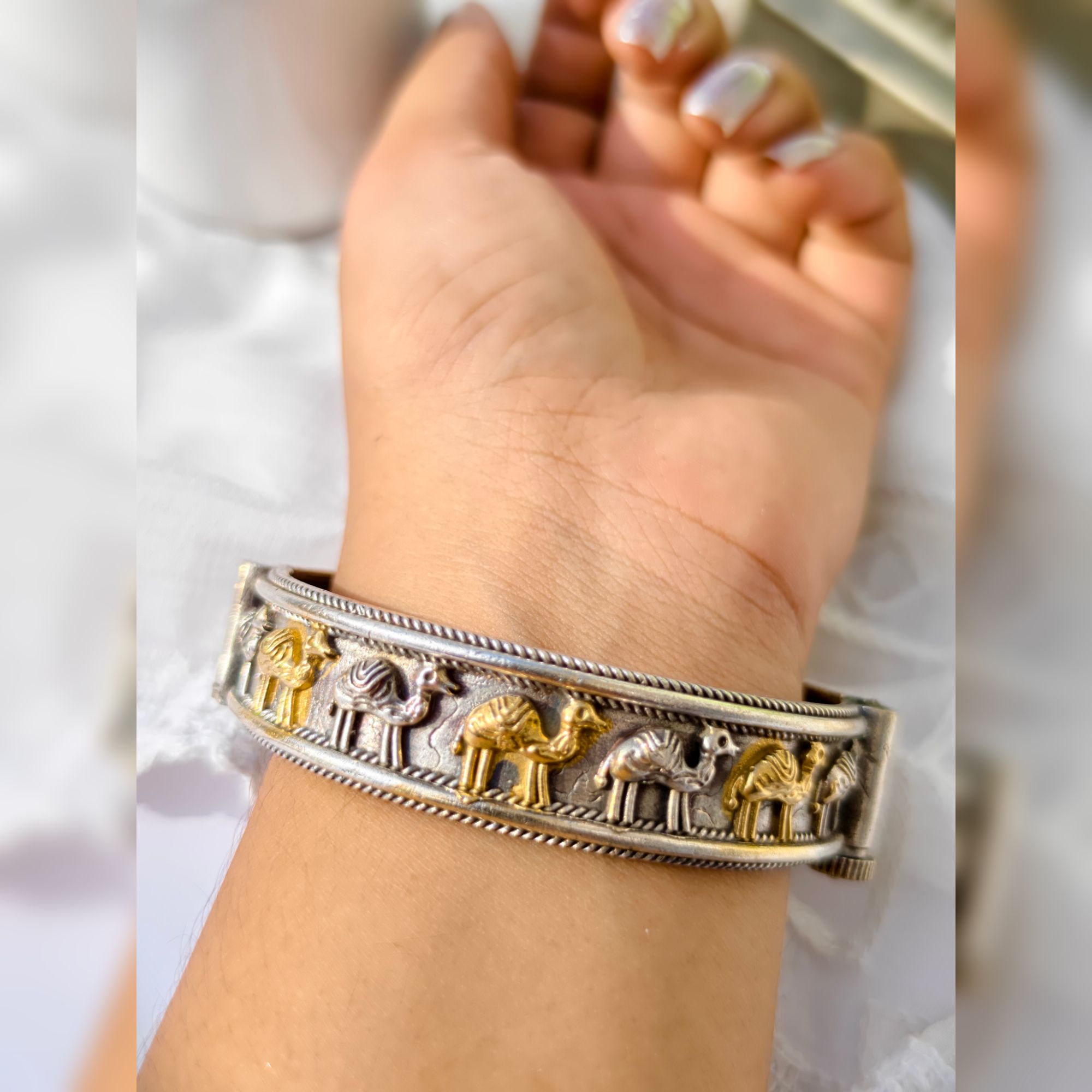 Camel Dual Tone Brass Bangle Kada