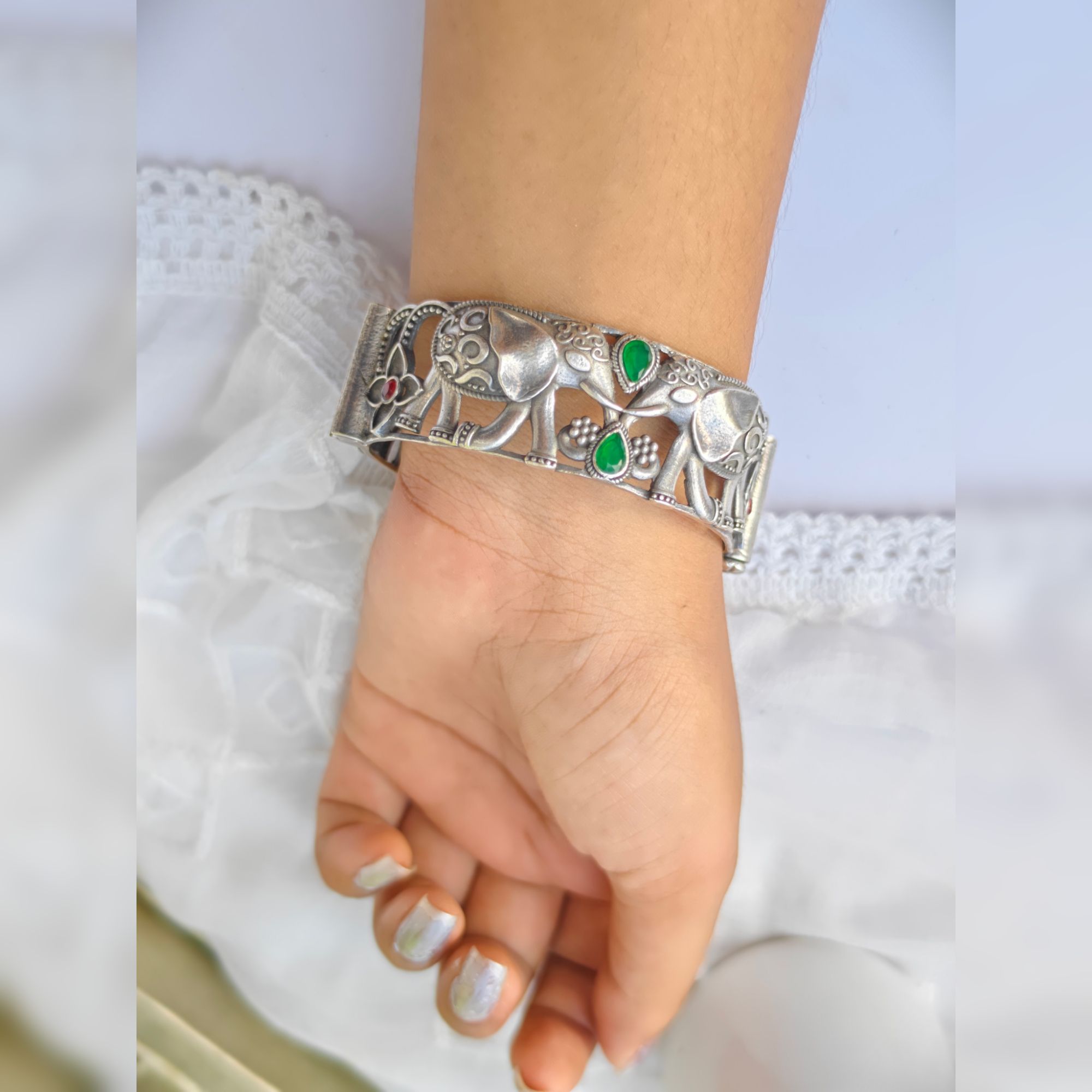 Gaj Brass Silver Plated Kada Bangle