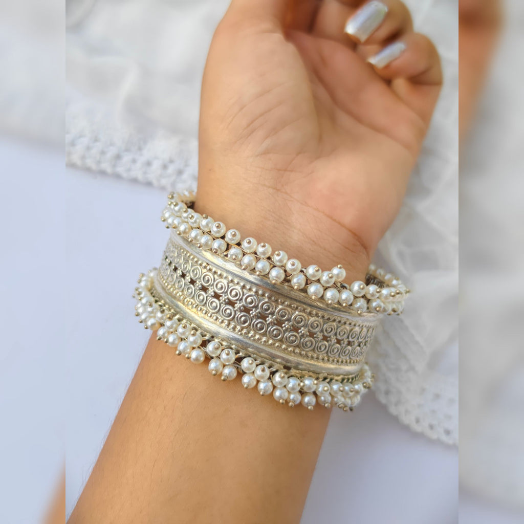 White Silver Plated Light Weight Brass Bangle Kada