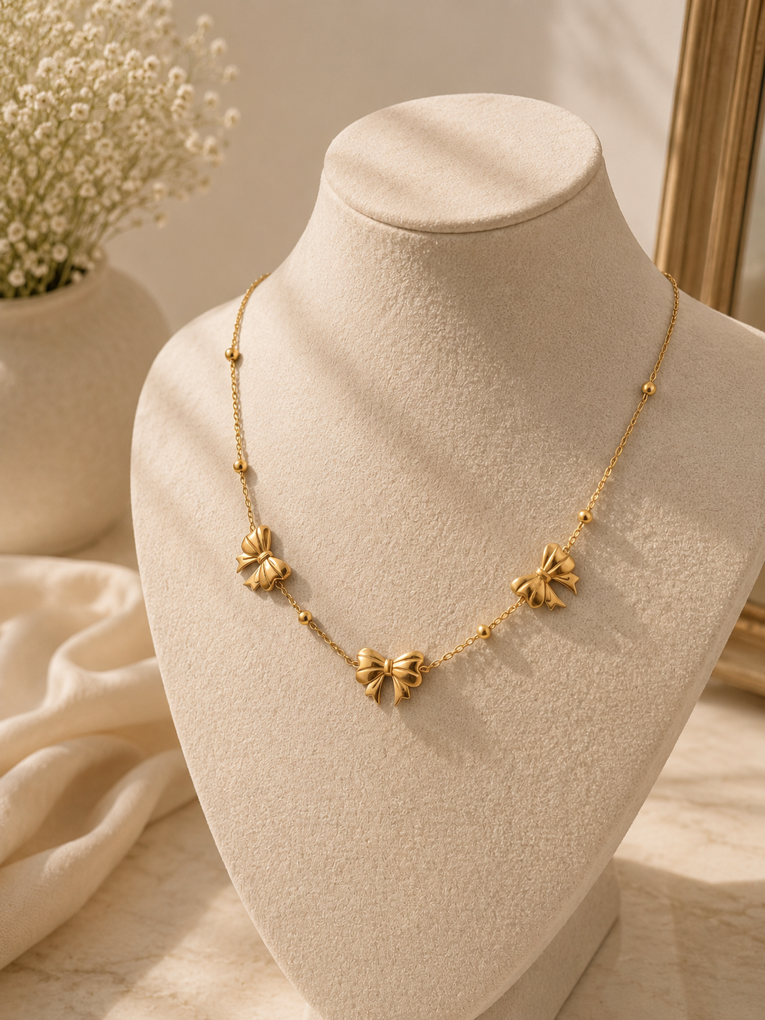 Minimal Bow Charm Necklace