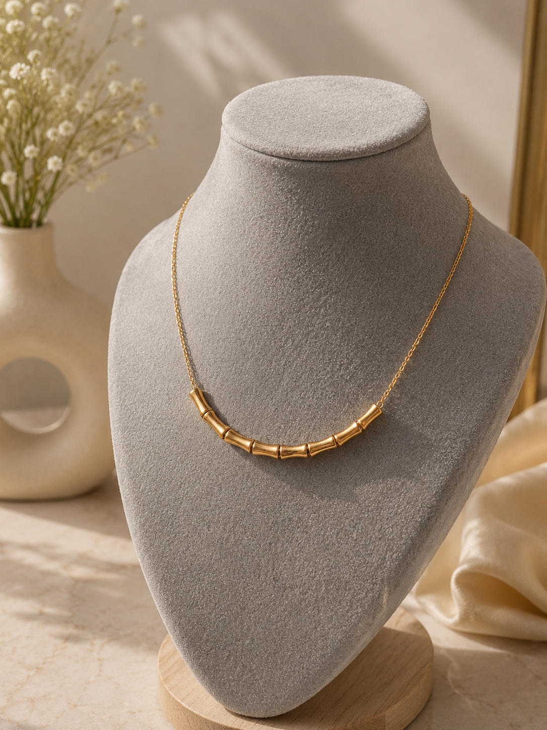 Minimal Bamboo Chain Necklace