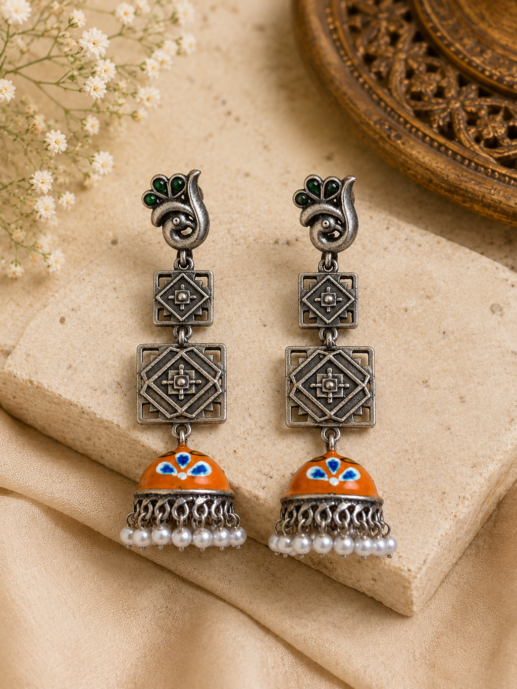 Kesariya Mor Jhumkas