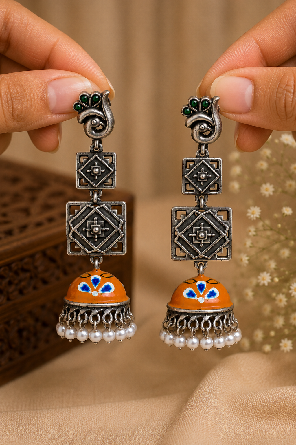 Kesariya Mor Jhumkas