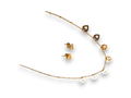 Gold-Tone Heart Charm Necklace Set with Matching Stud Earrings