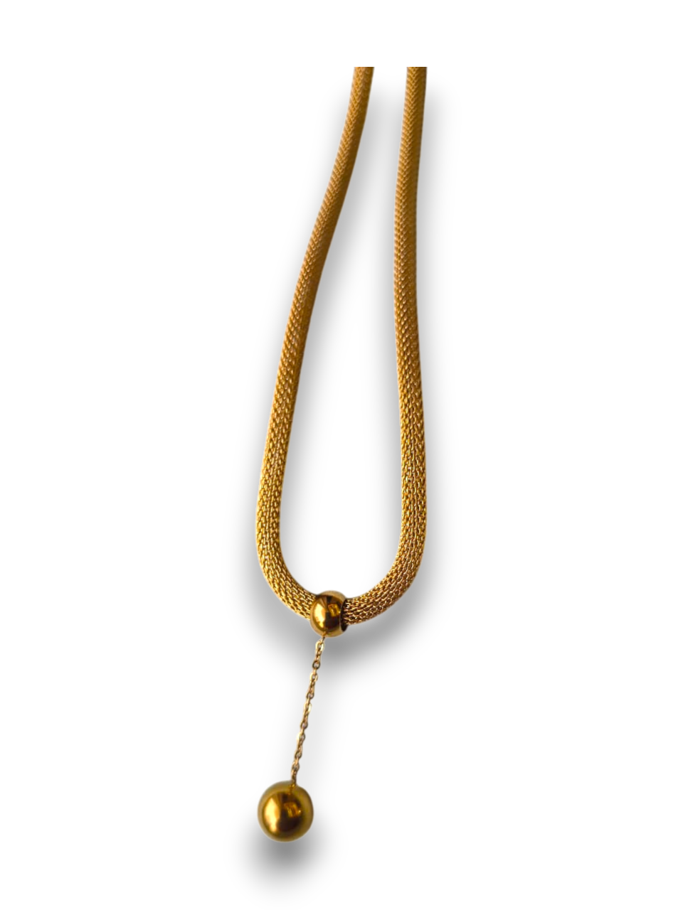 Gold-Tone Mesh Slider Necklace with Adjustable Pendant Charm
