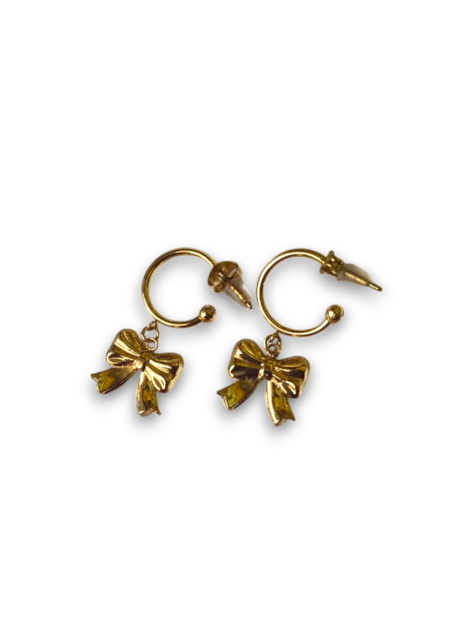 Gold-Tone Bow Hoop Earrings for Women – Cute Minimal Artificial Jewelry